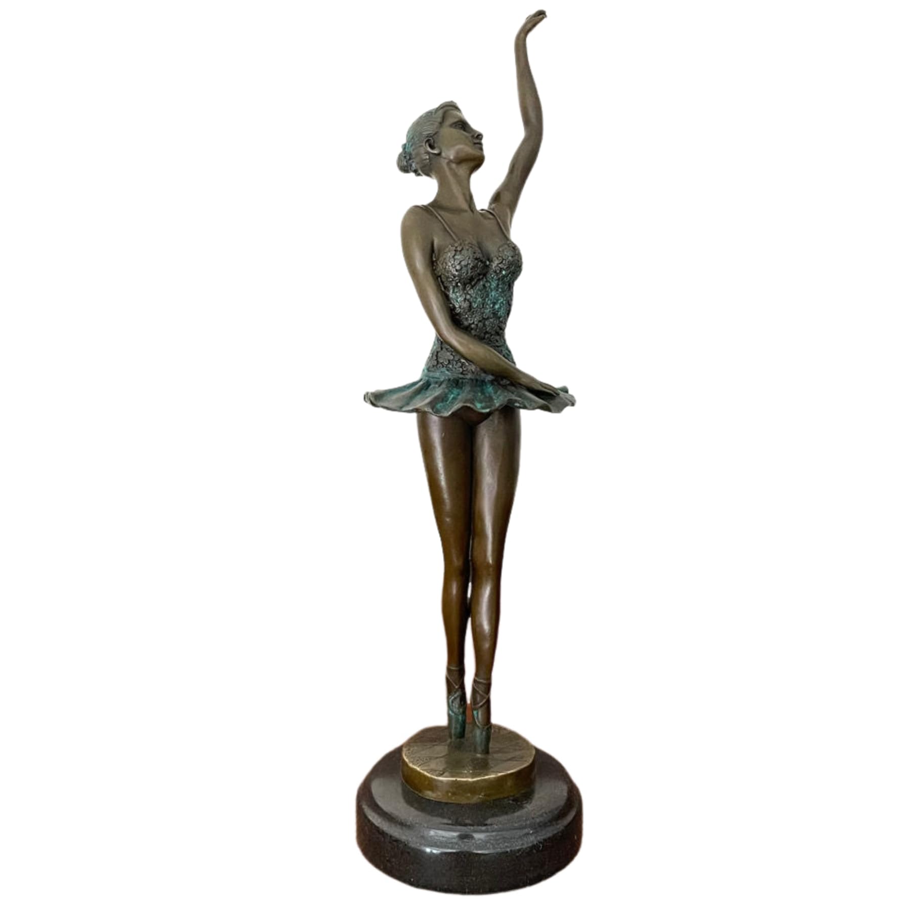 Bronze Ballet Dancer Sculpture - 16.9" Tall, Elegant Ballerina Figurine, Handcrafted Art for Home Décor and Gifts