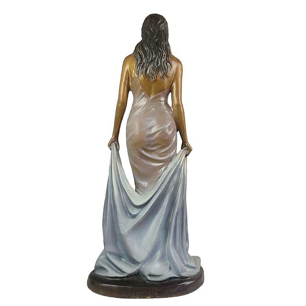 100% Bronze Woman Statue, 25.2" Female Sculpture for Home Office Decor, Exquisite Color, Perfect Figure