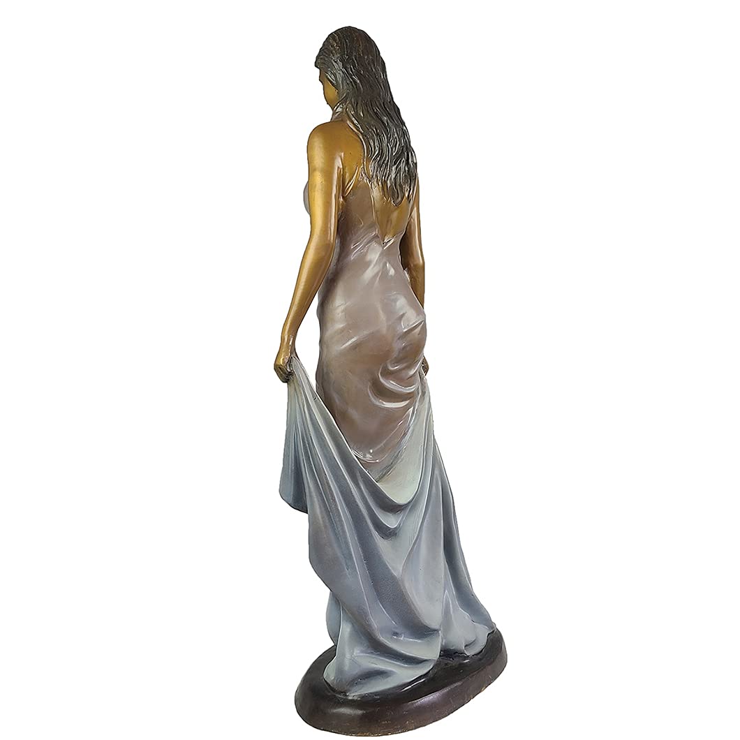 100% Bronze Woman Statue, 25.2" Female Sculpture for Home Office Decor, Exquisite Color, Perfect Figure