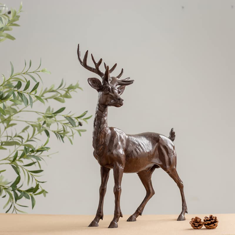 Wildlife Art 22 Inch Tall Bronze Stag Sculpture Deer Figurine Statue for Your Desk Home Decor