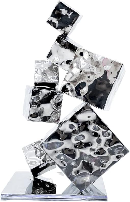 23inch Irregular Square Metal Sculpture Modern Statues for Home Decor Abstract Indoor Decor Handmade Art Deco Figurines