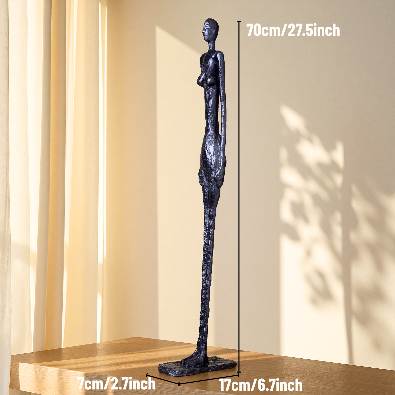 70cm Giacometti Standing Woman II Bronze Sculpture – Handmade Lost Wax Abstract Figure Statue, Modern Art Home Decor