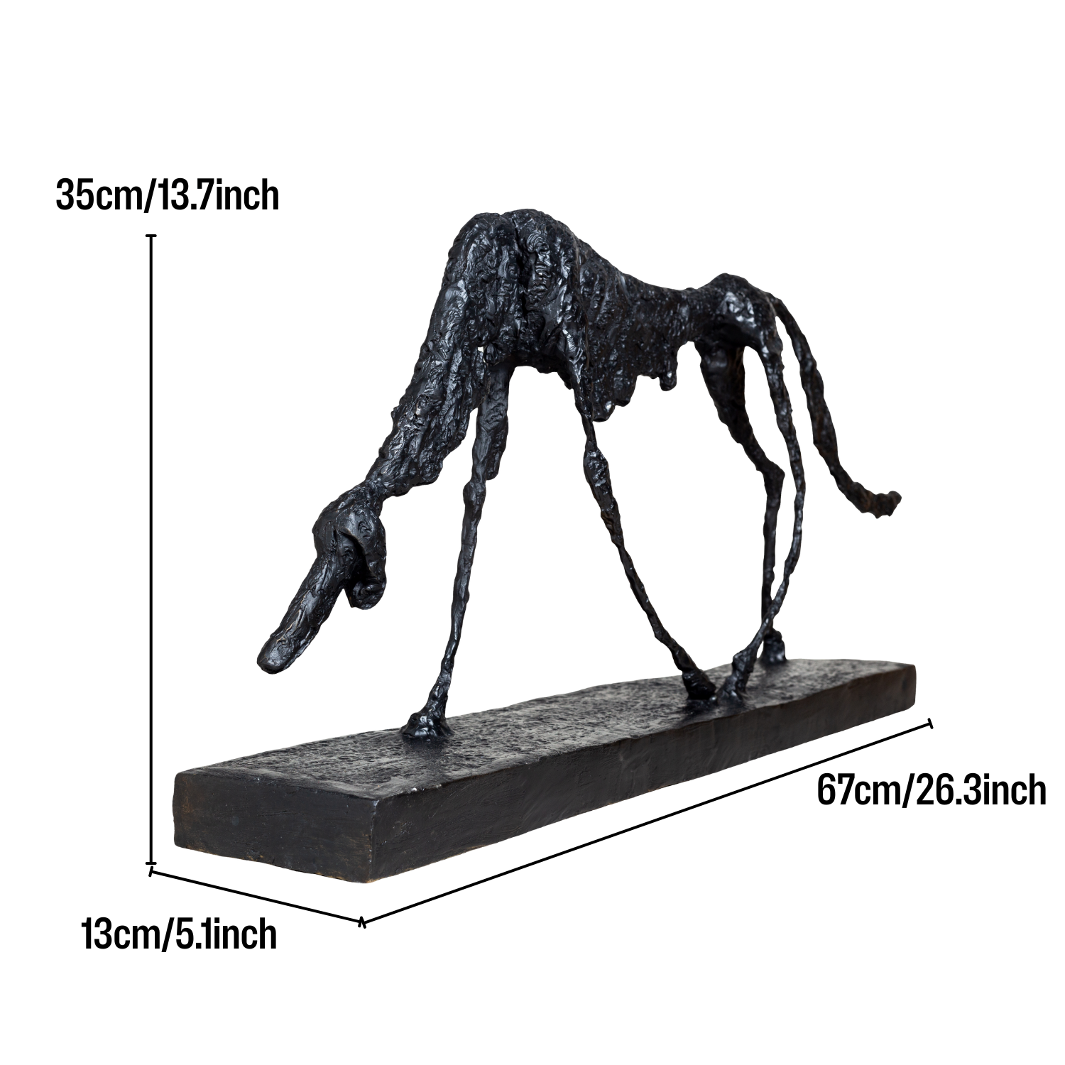 Large Alberto Giacometti Style Bronze Dog Sculpture – 26" Abstract Modern Art Animal Statue for Home & Garden Decor