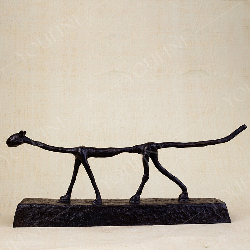 Large Alberto Giacometti Style Bronze Cat Sculpture – 27.5" Abstract Modern Art Animal Statue for Home & Gallery Decor