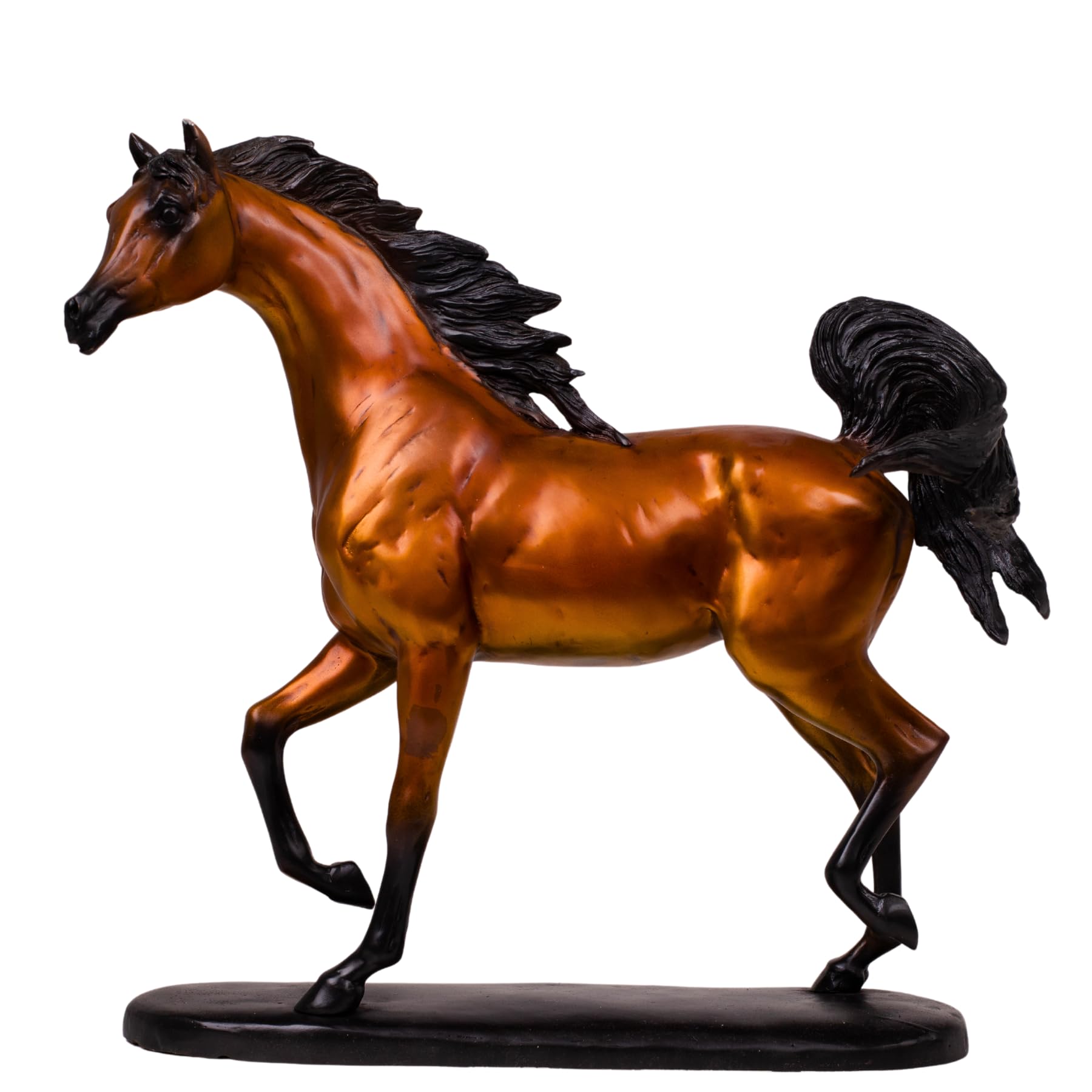 Elite Chestnut Amber Arabian Stallion Bronze Sculpture – 14.6" Full Pure Bronze Handcrafted Horse Statue – Museum-Grade Equestrian Art for Executive Office & Luxury Home Decor