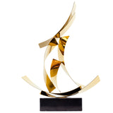 Abstract Spiral Gold Stainless Steel Sculpture –  Modern Art with Marble Base
