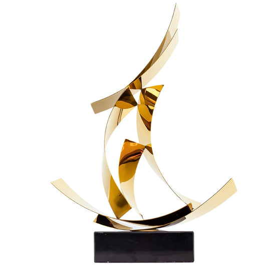 Realong Modern Style Abstract Metal Statue,21.6'' Stainless Steel Art Sculpture Ornament wiith Marble Base Perfect Decoration for Home Hallway Hotel Office and Gift