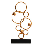 Abstract Spiral Gold Stainless Steel Sculpture –  Modern Art with Marble Base