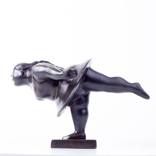 Fat Woman Statue Decor 100% Bronze Casting Female Yoga Sculpture Beautiful and Sturdy 10.6" Bronze Gift for Family and Friends