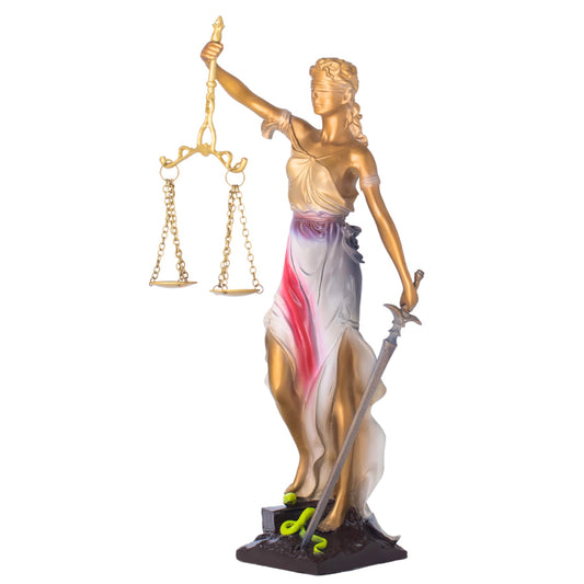 R REALONG Bronze Lady Justice Statue, 11-Inch Greek Mythology Goddess of Fairness, Justice, and Righteousness Ornament Bronze Statue and Sculpture (Colorful