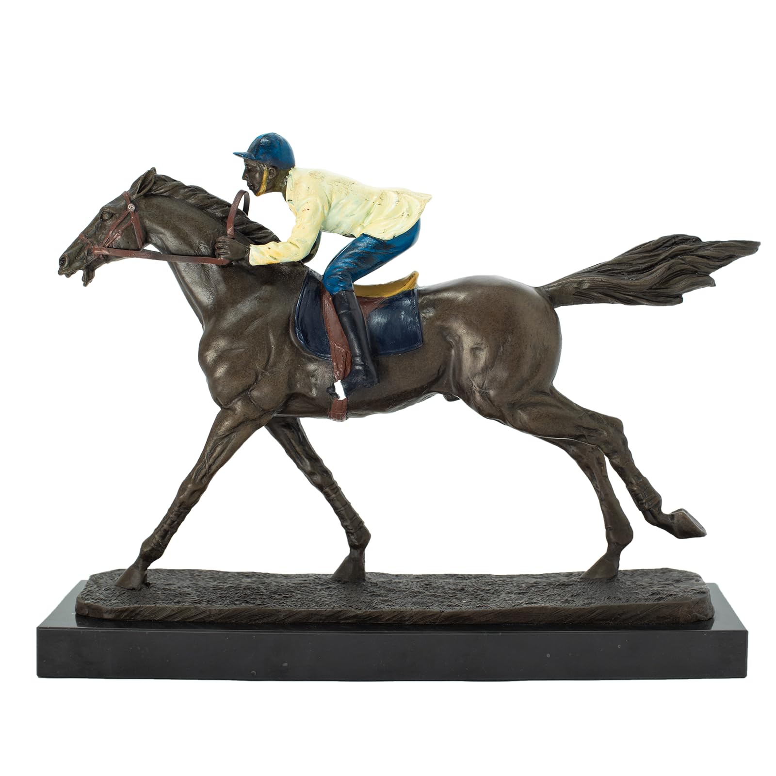 Modern "Vivid Racer" Polychrome Bronze Statue - 11.8" Hand-Painted Enamel Jockey & Horse Sculpture - Colorful Equestrian Fine Art - Vibrant Decor for Contemporary Offices, Art Galleries & Luxury Homes