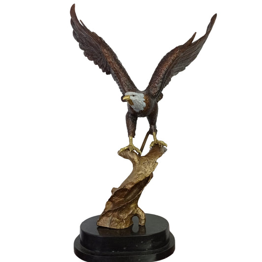 27.5" Bald Eagle Bronze Statue Large Bronze Eagle Sculpture Casting Wildlife Eagle Statues for Home Garden Decor