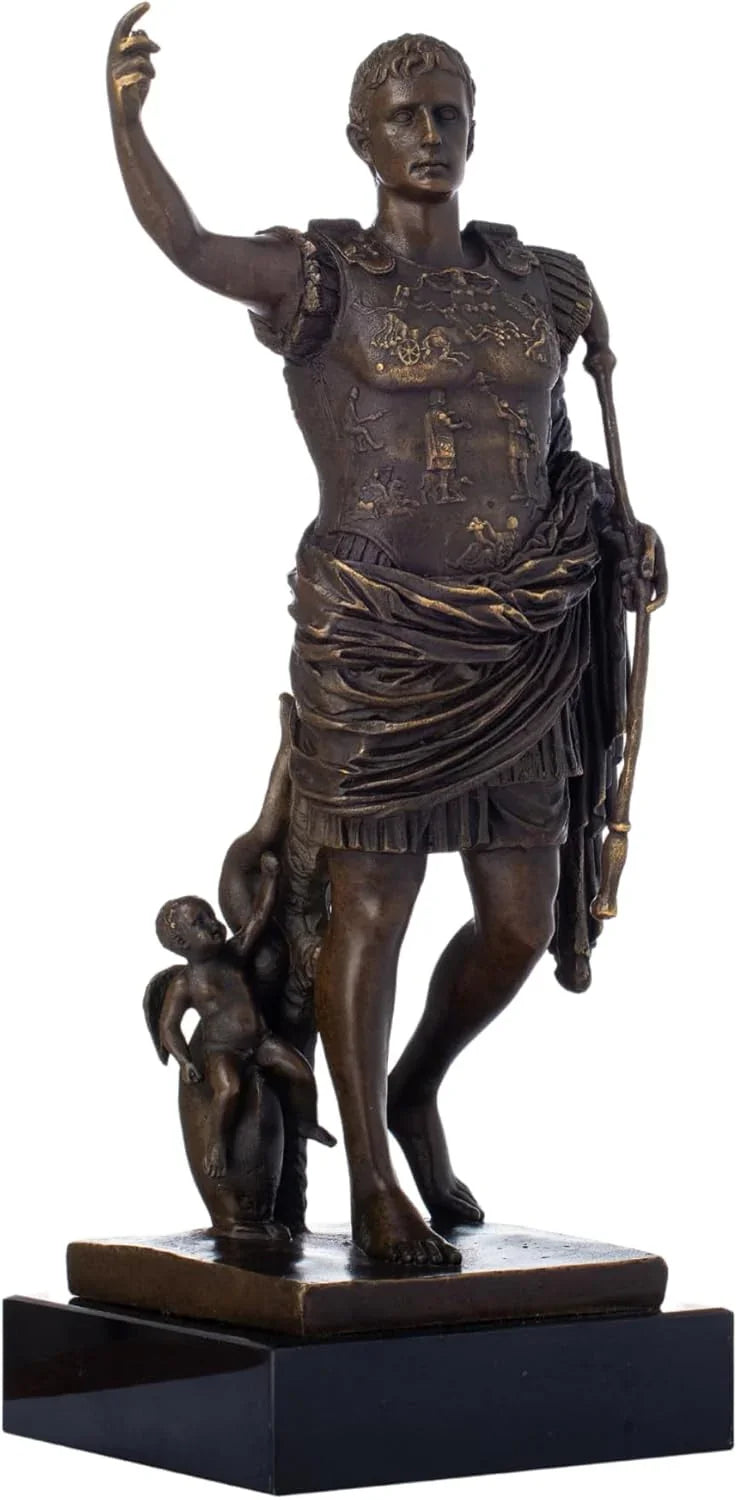 Bronze Reproduction of Augustus Caesar Statue Sculpture Classic Replica Sculpture, Roman Iconic Bronze Statues and Sculptures for Home Office Decor