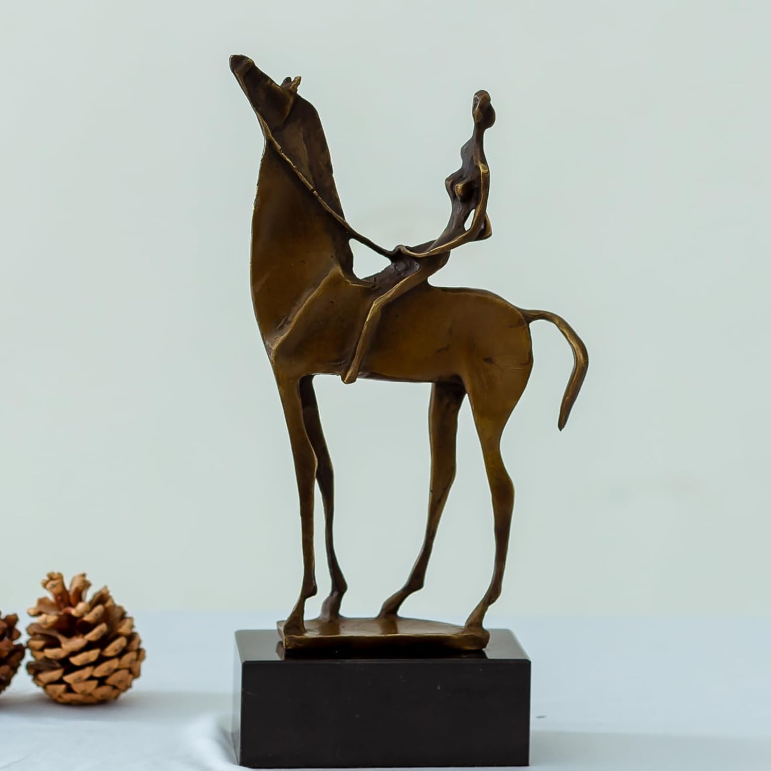 Bronze Nude Female Sculpture Woman on Horseback-Salvador Dali,11" Abstract Modern Rider Bronze Statues and Sculptures for Home Office Decor