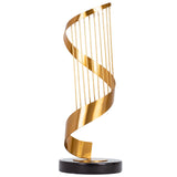 Abstract Spiral Gold Stainless Steel Sculpture –  Modern Art with Marble Base