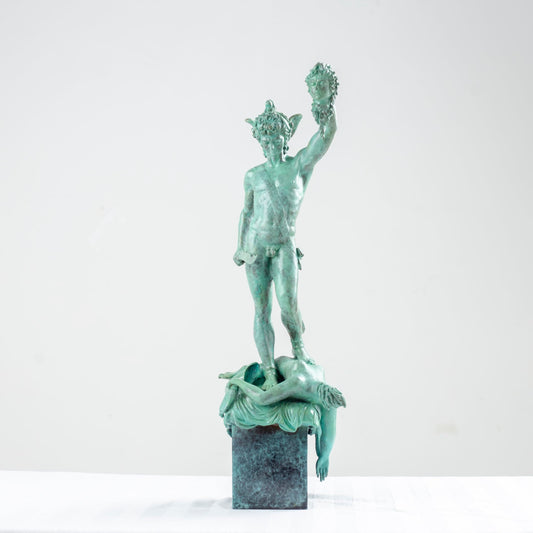Perseus & The Head of Medusa Bronze Sculpture, Classic Greek Mythology Artwork, Handcrafted Bronze Statue by Benvenuto Cellini, Perfect for Home Decor and Gifts