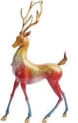The Enchanted Forest: Hand-Painted Artisan Bronze Deer Collection – Vibrant Wildlife Fine Art for Luxury Home & Garden Decor