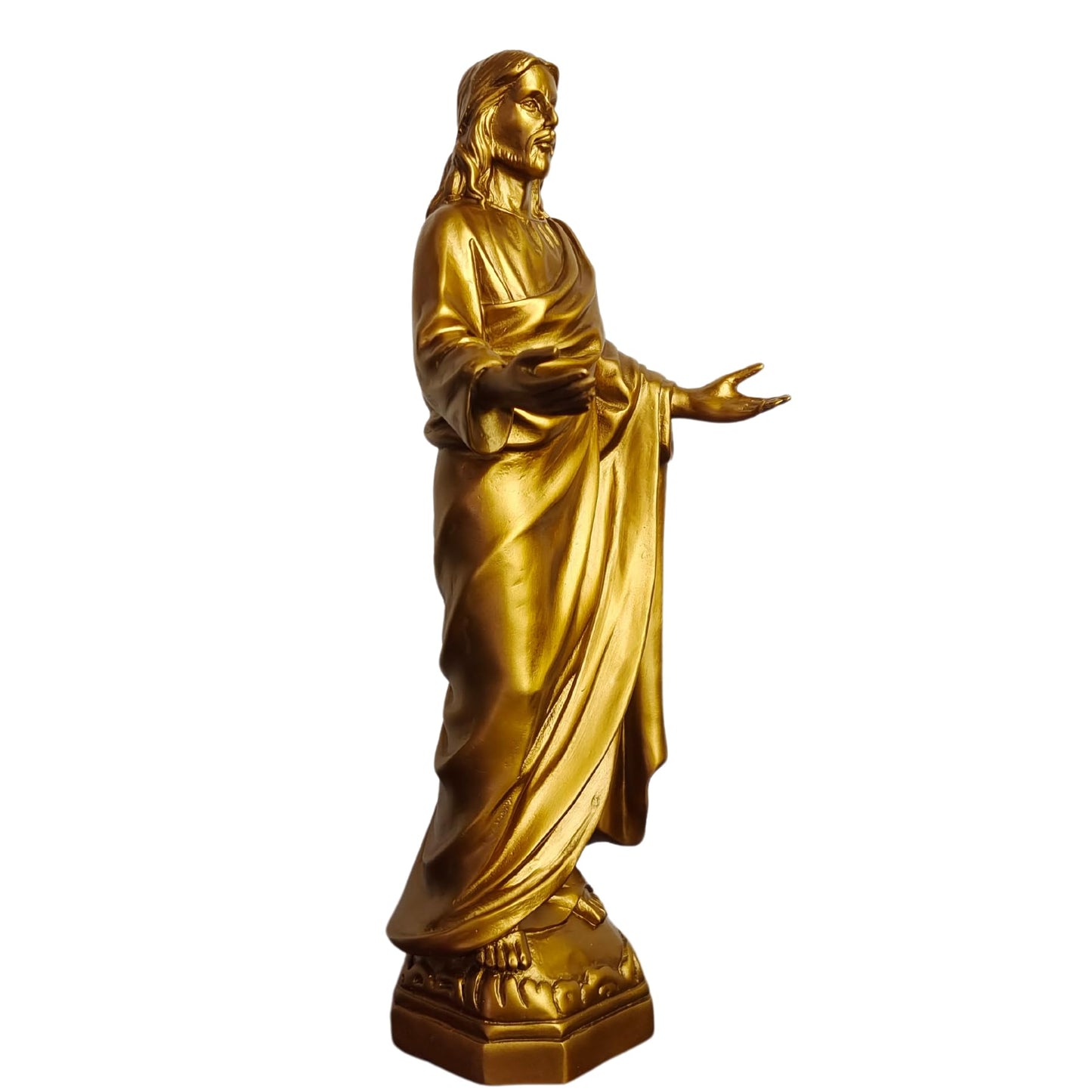 Golden Bronze Jesus Christ Statue - 10.6 Inch Religious Sculpture | Handcrafted Christian Decor for Home, Church, and Office | 3.3 LB Weight