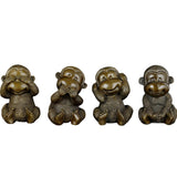 Skulpturen-Set „Vier Weise Affen“ aus Bronze – Nichts (Böses) hören, sehen, sagen, tun – Kunstfiguren aus massivem Messing, handgefertigte Mini-Tierstatuen für die Heim- oder Bürodekoration