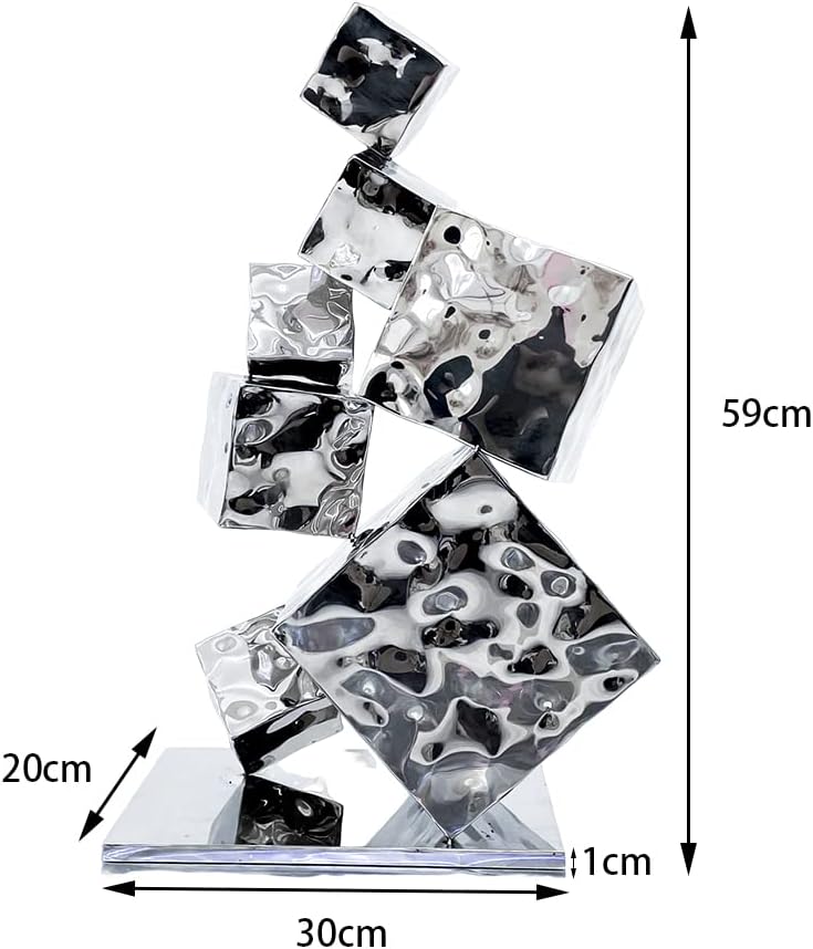 23inch Irregular Square Metal Sculpture Modern Statues for Home Decor Abstract Indoor Decor Handmade Art Deco Figurines