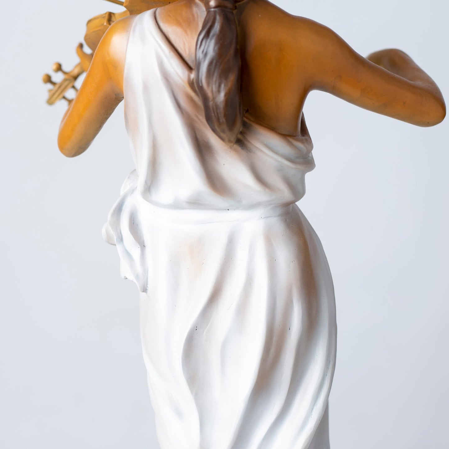 Luo Li-Rong Style Bronze Violinist Sculpture – 23.2″ Tall Elegant Lady Playing Violin in Flowing Dress, Solid Lost-Wax Bronze Statue for Home, Garden, or Art Gift