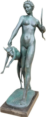 Bronze Huntress Goddess Artemis Statue, Greek Roman Mythological Goddess Figurine