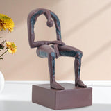 Melancholy Man Abstract Sculpture Inspired by Albert György – Modern Emotional Thinker Statue, Contemporary Brass Art for Luxury Home & Gallery Decor