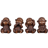 Skulpturen-Set „Vier Weise Affen“ aus Bronze – Nichts (Böses) hören, sehen, sagen, tun – Kunstfiguren aus massivem Messing, handgefertigte Mini-Tierstatuen für die Heim- oder Bürodekoration