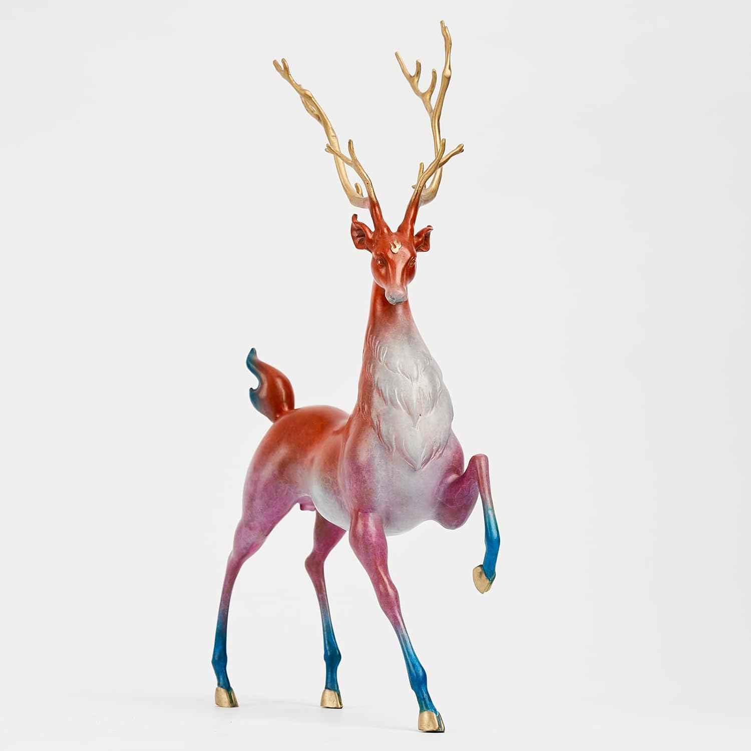 The Enchanted Forest: Hand-Painted Artisan Bronze Deer Collection – Vibrant Wildlife Fine Art for Luxury Home & Garden Decor