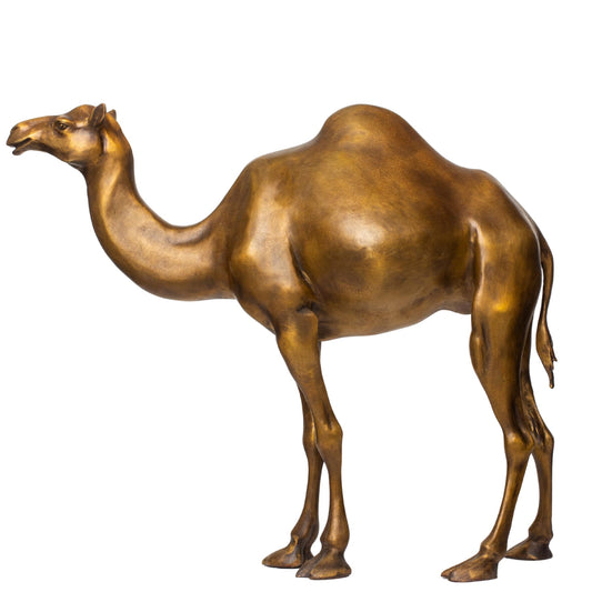 Bronze Camel Sculpture, Solid Brass Desert Animal Statue Art Collectible, Hand-Crafted Lost-Wax Camel Figurine for Gift Home or Office Decor