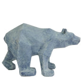 Sculpture d'Ours Géométrique Moderne en Bronze - Figurine Abstraite d'Animaux Sauvages en Bleu Ciel et Vert Cuivré, Art Contemporain pour la Maison et le Bureau