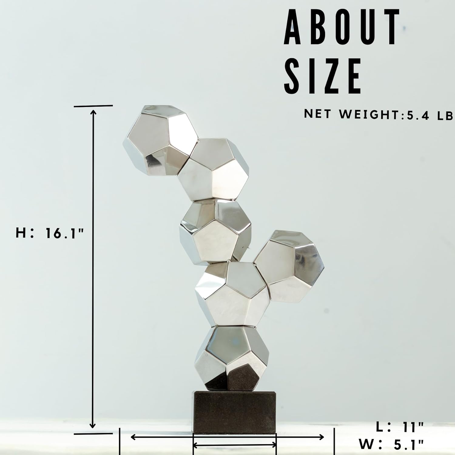 16.1'' Modern Creative Stainless Steel Geometric Sculpture Device Desktop Decoration Hotel Decoration