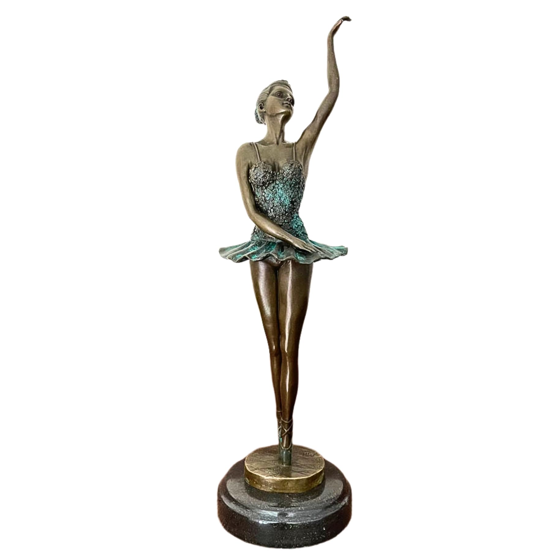 Bronze Ballet Dancer Sculpture - 16.9" Tall, Elegant Ballerina Figurine, Handcrafted Art for Home Décor and Gifts