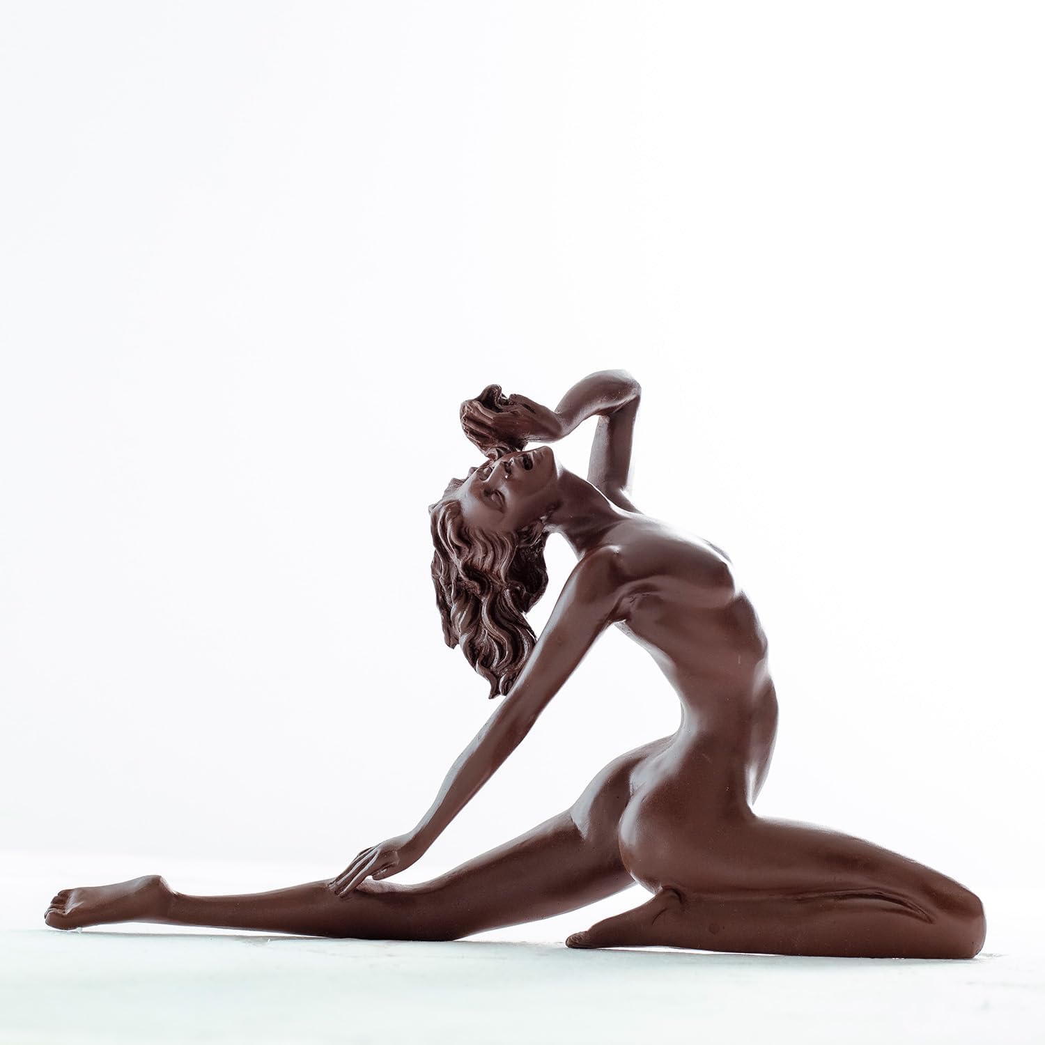 Nude Woman Bronze Sculpture –13.3" Long Real Bronze Casting Female Figurine, 100% Solid Copper Naked Art Statue, Elegant Body Pose, Handmade Tabletop Decor for Home & Office Display