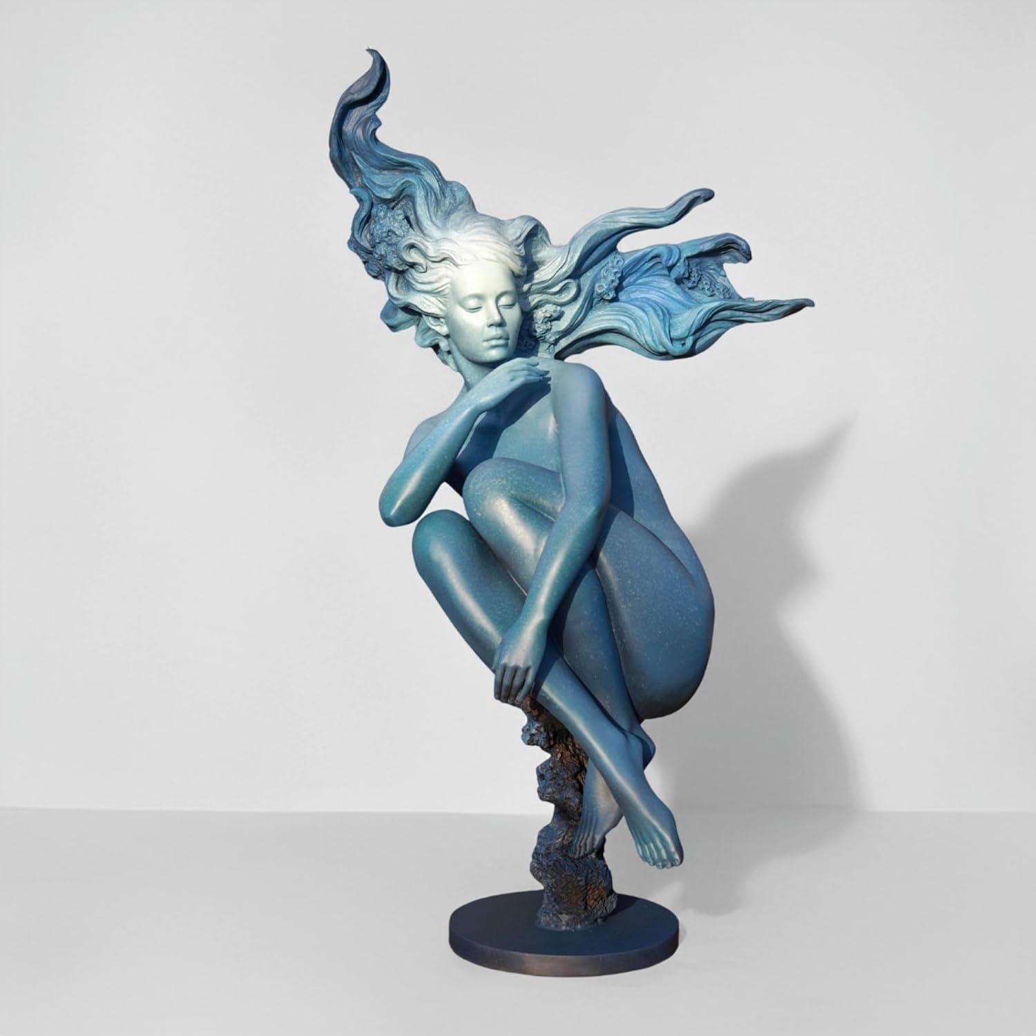 Coderch & Malavia | Clio’s Dream – H:47.2-inch Life-Size Bronze Sculpture Replica with Blue Patina, Modern Figurative Art for Home, Office, Gallery Display, and Collectors’ Gift