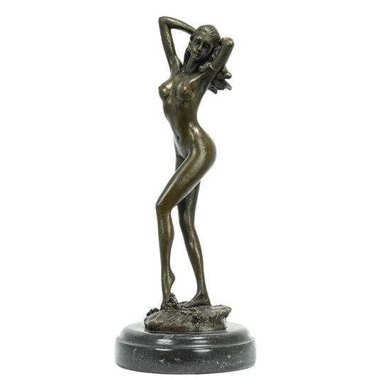 R REALONG 11.6" Sexy Nude Female Bronze Statue,Modern Nude Girl Naked Lady Artwork Bronze Figure Statues and Sculptures for Decoration, Collections and Important