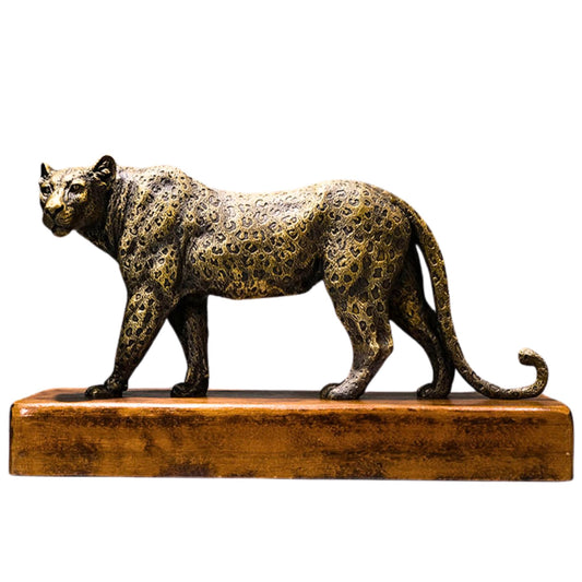 Bronze Leopard Statue Bronze Casting Cheetah Sculptures Antique Animal Art Crafts Decor