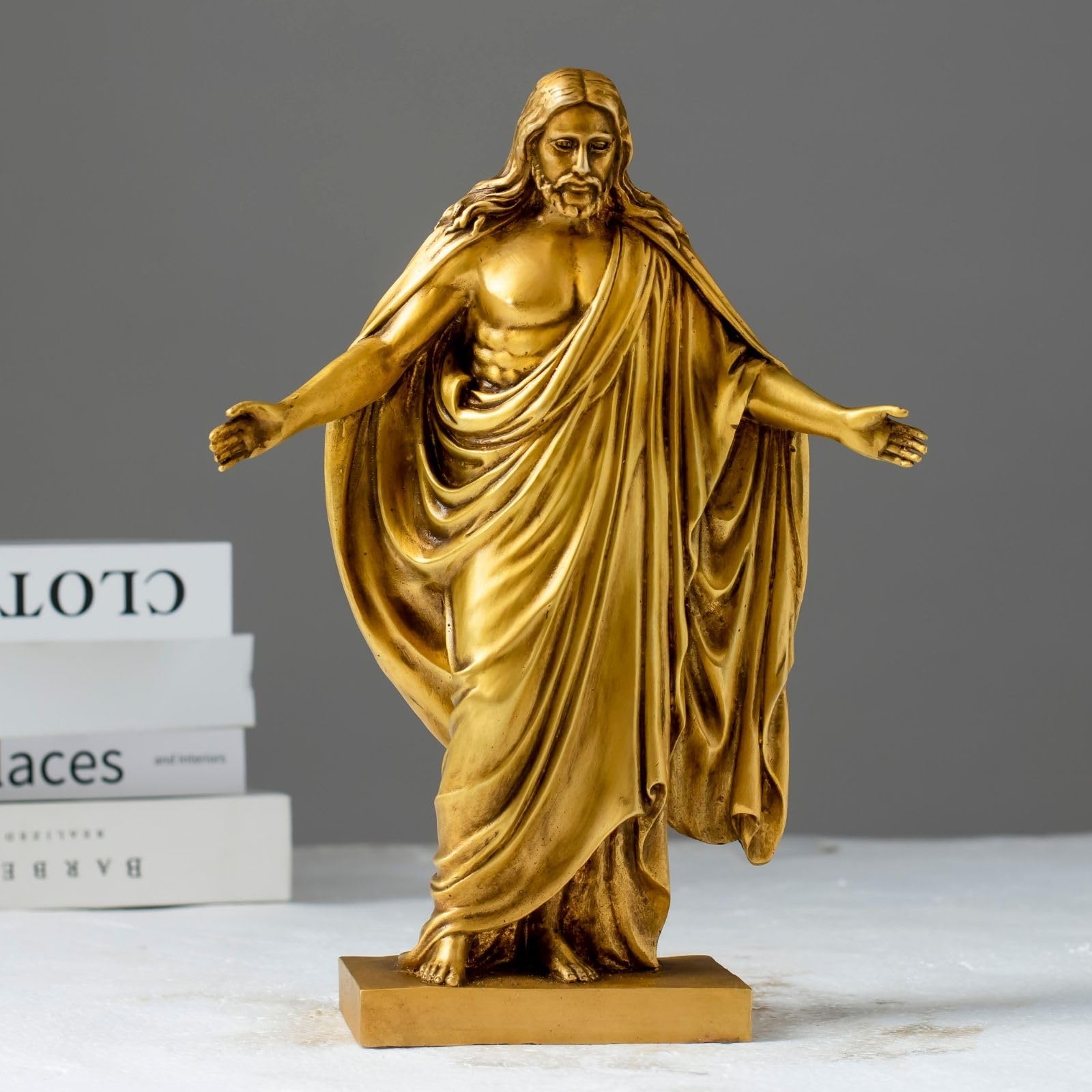 Jesus Christ Statue - Bronze Jesus Sculpture with Open Arms, Son of God Blessing Figurine, Religious Home Decor, Inspirational Christus Figure for Altar, Office, or Gift