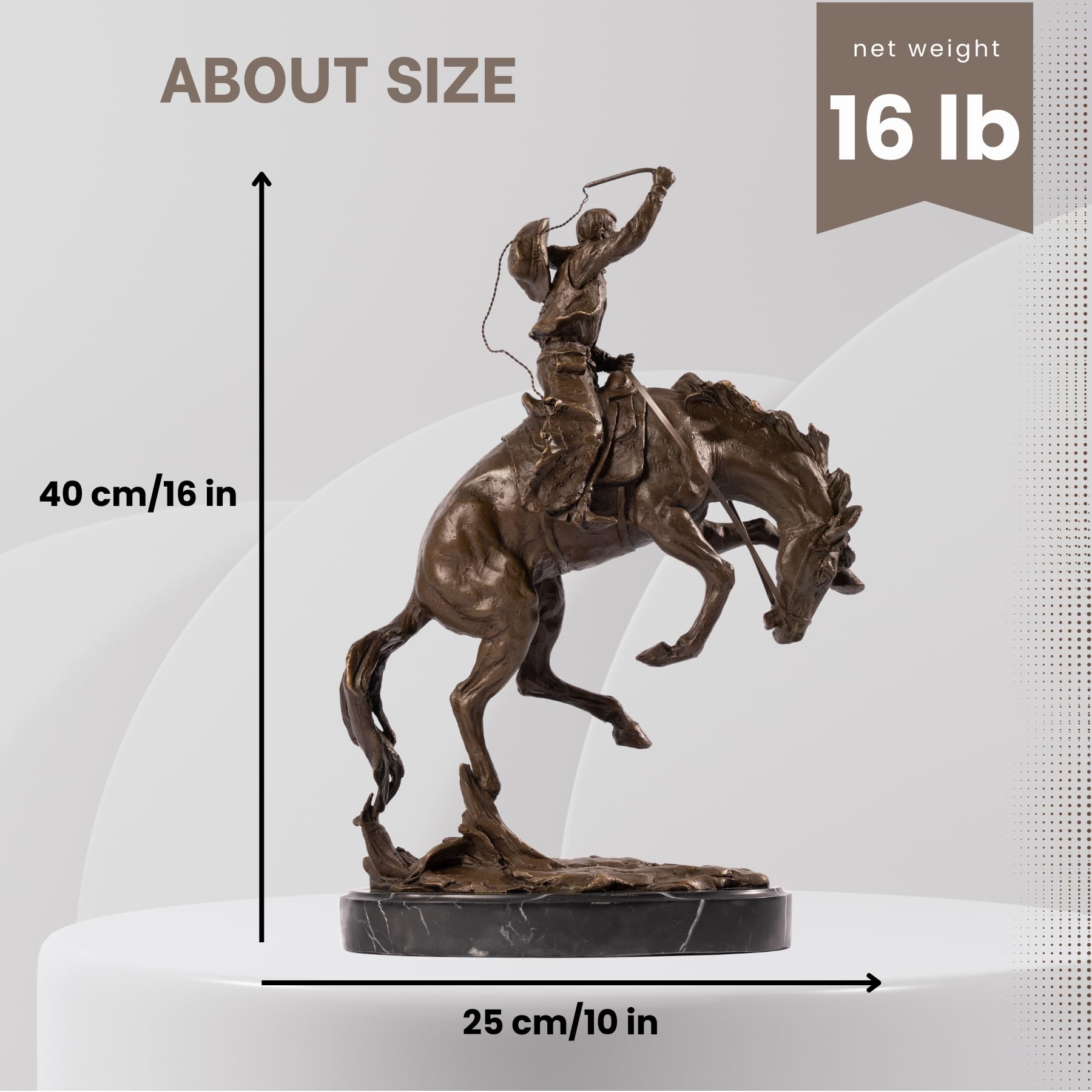 Bronze The Bronco Buster Sculpture by Frederic Remington - Classic Western Cowboy Taming Wild Horse Bronze Statue