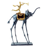 Bronze Elephant Sculpture - 25.6” Tall Surrealist Artwork by Salvador Dali, Abstract Handmade Hot-Cast Bronze Statue - Art Collectibles Decorative and Gifts