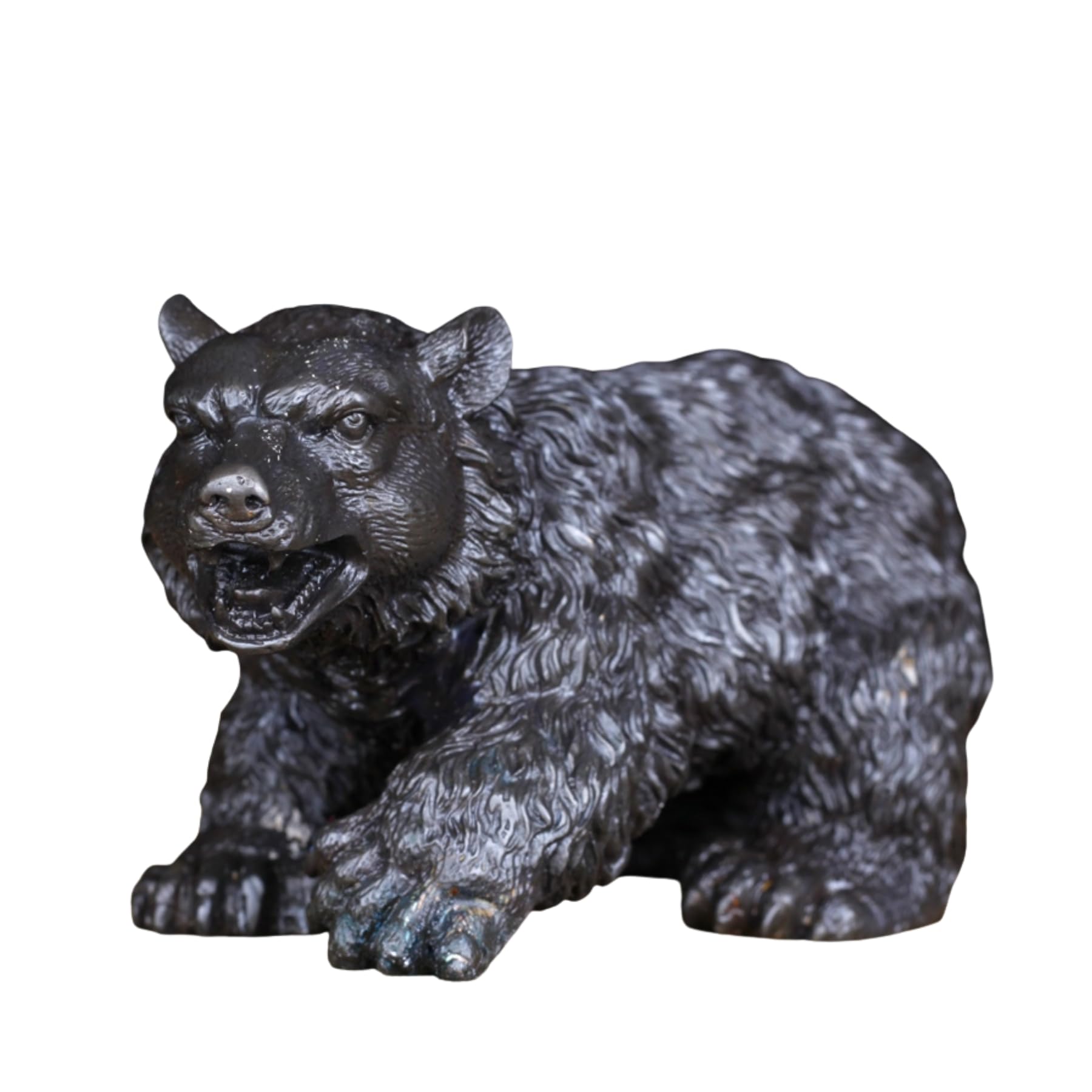 Bronze Grizzly Bear Statue Collection - Hand-Cast Wildlife Sculpture, Roaring & Walking Bear Figurines for Rustic Home & Office Decor