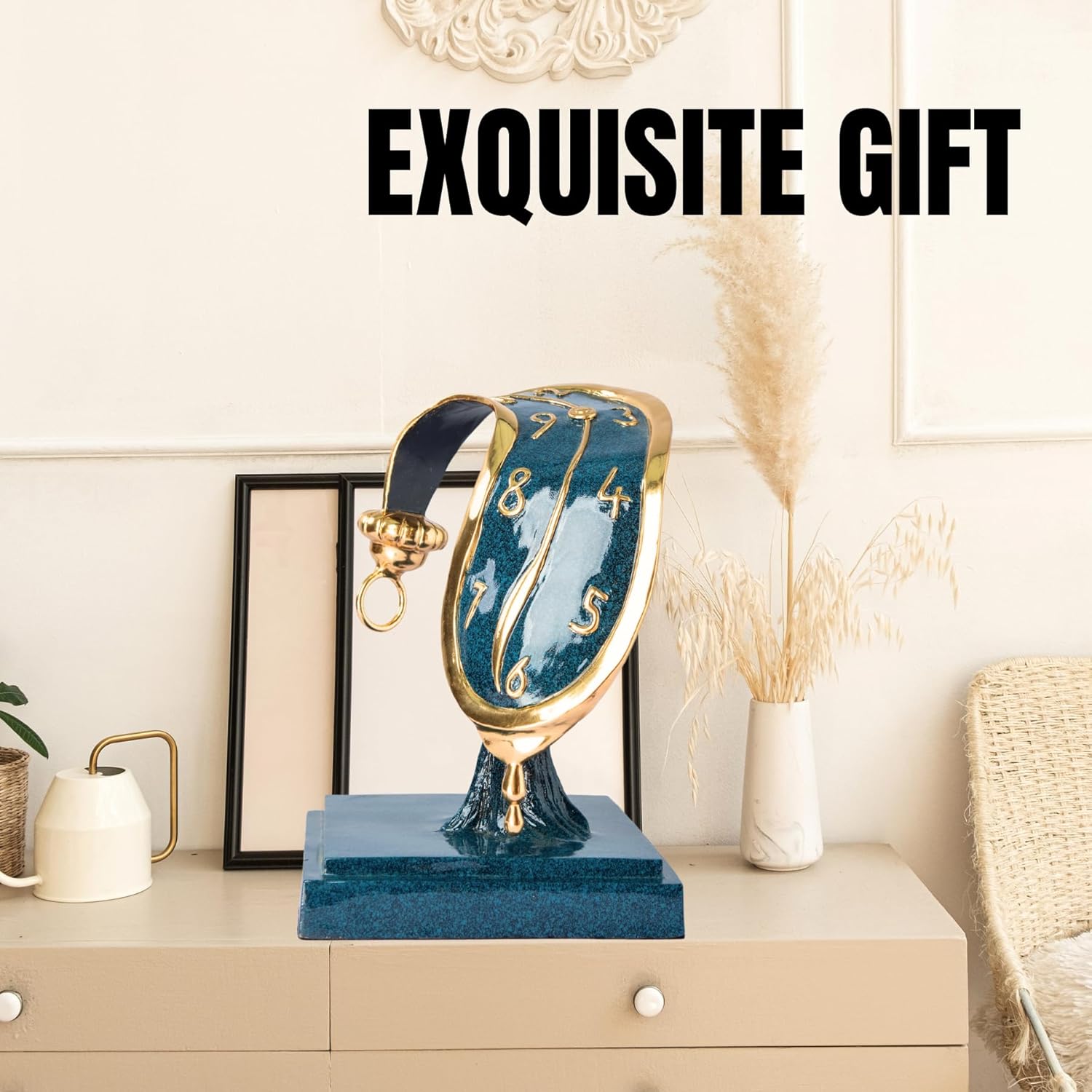 11.8" Bronze Statues and Sculptures Passing Time Ⅱ - One of Salvador Dali's Famous Masterpieces, Handmade Pure Bronze Casting Artwork for Decorative Collections and Gifts