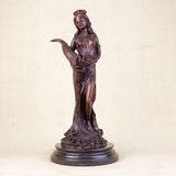 25.2" Giant Bronze Goddess of Wealth Statue - Gilded 24K Gold Leaf, Royal Blue & Classic Bronze Tyche Sculpture - Blind Fortuna with Cornucopia & Coins - High-End Prosperity Gift & Luxury Home Office Decor