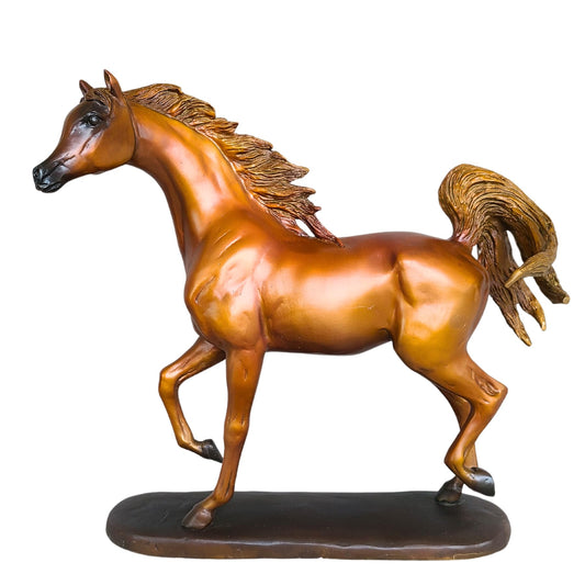 Bronze Arabian Horse Sculpture - H:14.6" Gold-Brown Patina Handcrafted Horse Statue with Custom Signature Option, Elegant Equine Art for Home and Office Décor