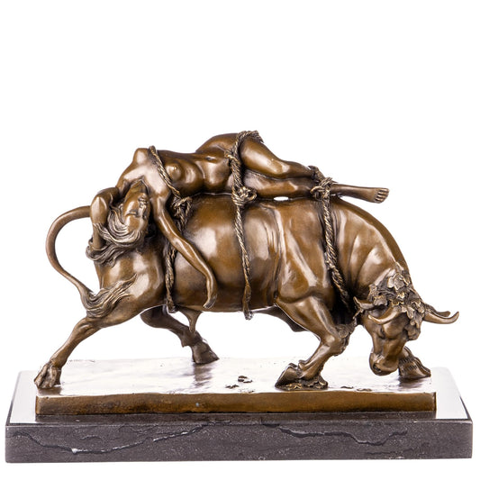 16.9 in Europa and the Bull Bronze Sculpture - Zeus Classical Mythology Figurine, Bronze Art Statue on Marble Base, Home and Office Decor, Ideal Collectible and Gift