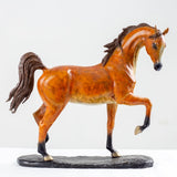 36cm handgefertigte arabische Pferde-Skulptur aus reiner Bronze - 6,4 kg massive Guss-Hengststatue - Wunschfarbe & kostenlose Signatur