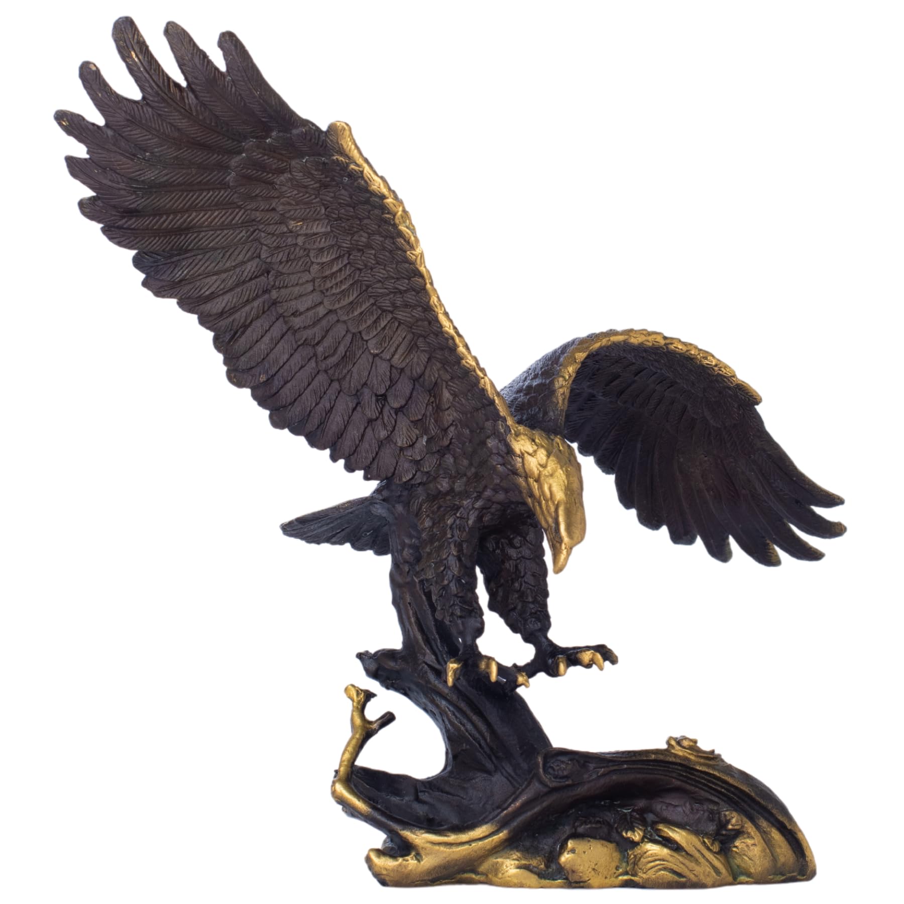 Golden Bronze Eagle Sculpture - Handcrafted Miniature Eagle Statue,Perfect for Home and Office Decor, Symbol of Power and Freedom, Ideal Gift for Collectors