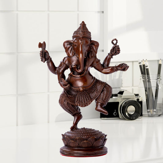 Bronze Ganesha Statue, 7.87" Lord Ganesha Figurine Standing on Lotus Pedestal, Hindu Elephant God of Success & Wisdom, Premium Hot Cast Bronze Spiritual Decor for Home & Office