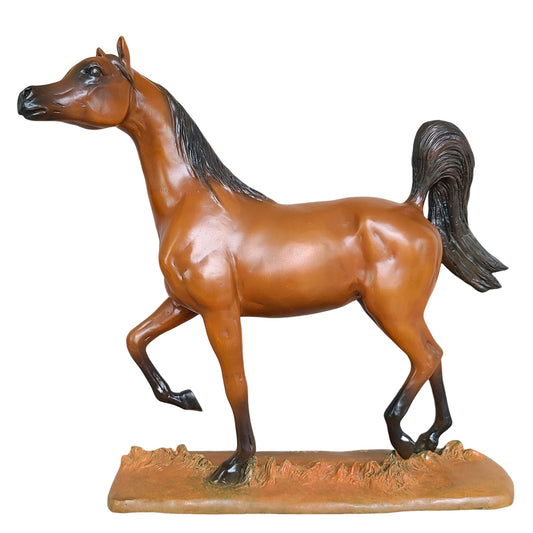 Bronze Arabian Horse Sculpture - H:14.6" Yellow-Brown Patina Handcrafted Horse Statue with Custom Signature Option, Elegant Equine Art for Home and Office Décor