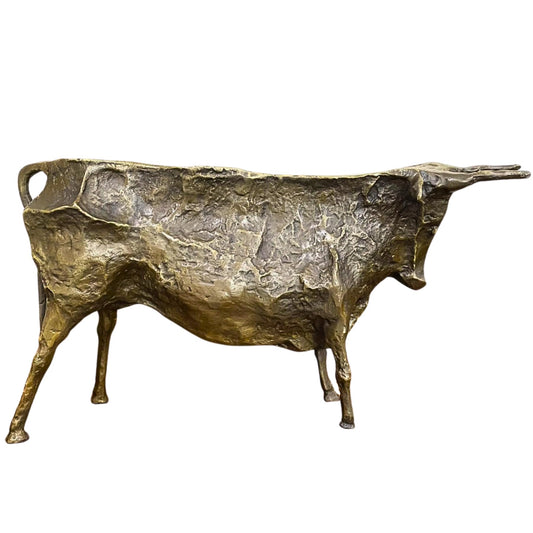 Large Bronze Abstract Bull Sculpture – Picasso-Inspired Handcrafted Modern Bull Statue, Fine Art Bronze Animal Figurine for Home, Gallery, and Office Décor, Collector’s Gift